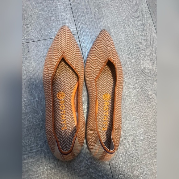 Rothys Authentic Retired Camel Herringbone Merino Wool Point Flats Size 9 - Picture 5 of 6